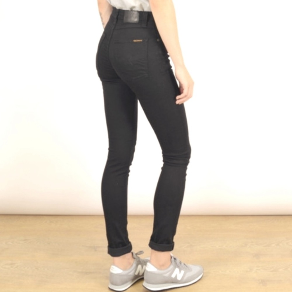 Nudie Jeans Black Pipe Led Clean Slate Organic Cotton 27 waist 30 length